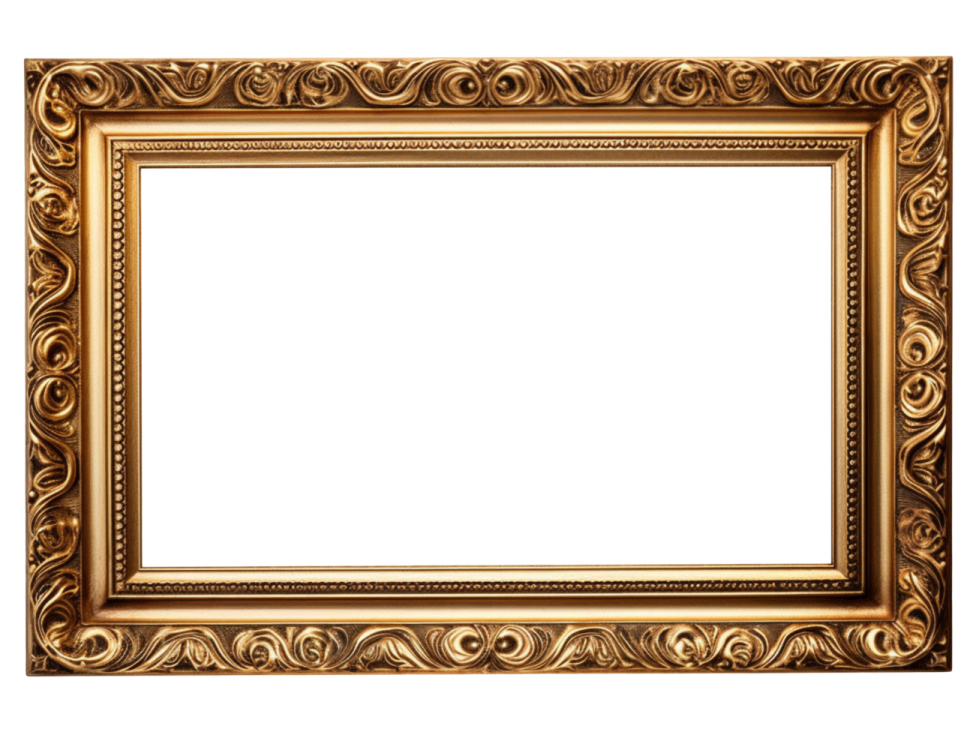 a gold frame on a white background