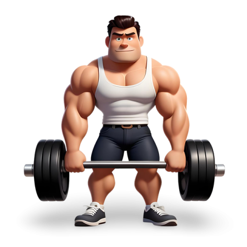 a cartoon character holding a barbell