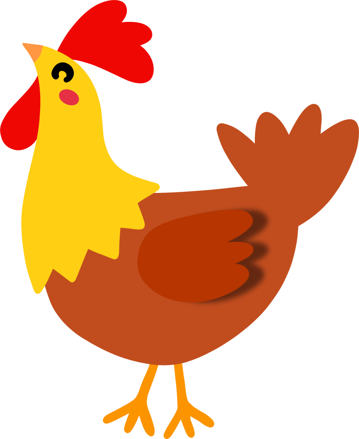 a chicken with a red comb on its head