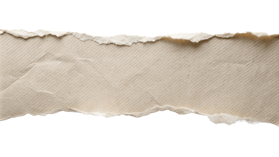 a torn piece of paper on a white background