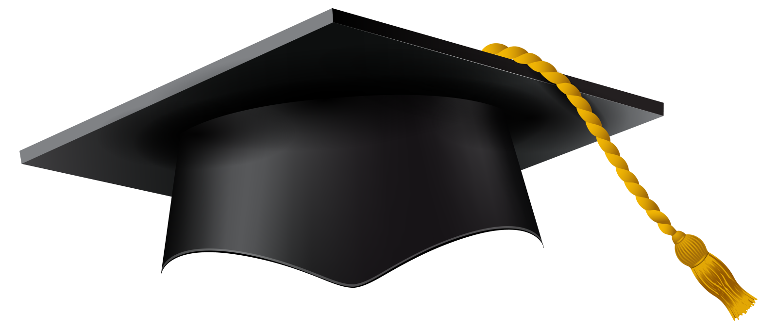 a black graduation cap with a yellow ta