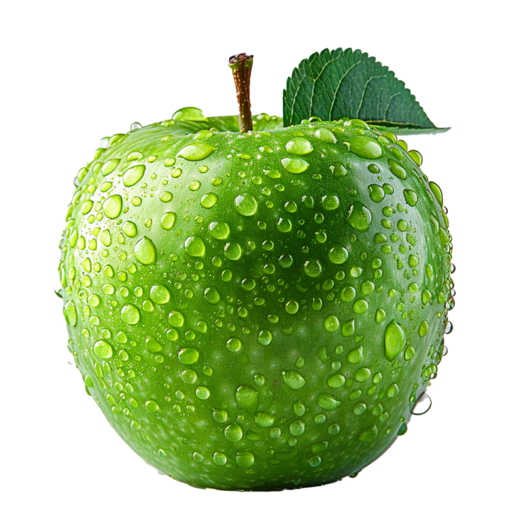green apple with water drops