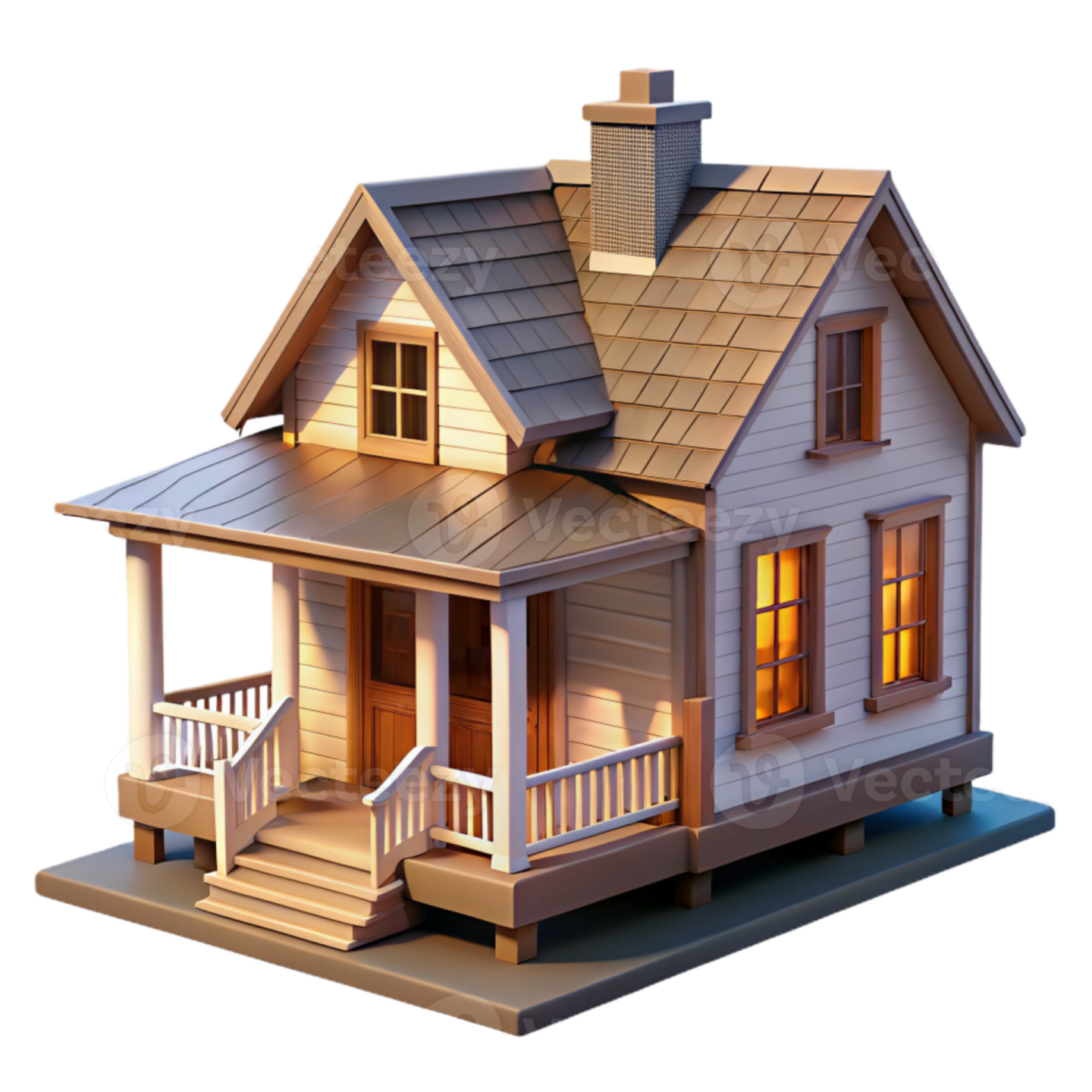 a small wooden house with a porch and stairs