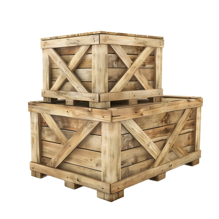 a pair of wooden crates