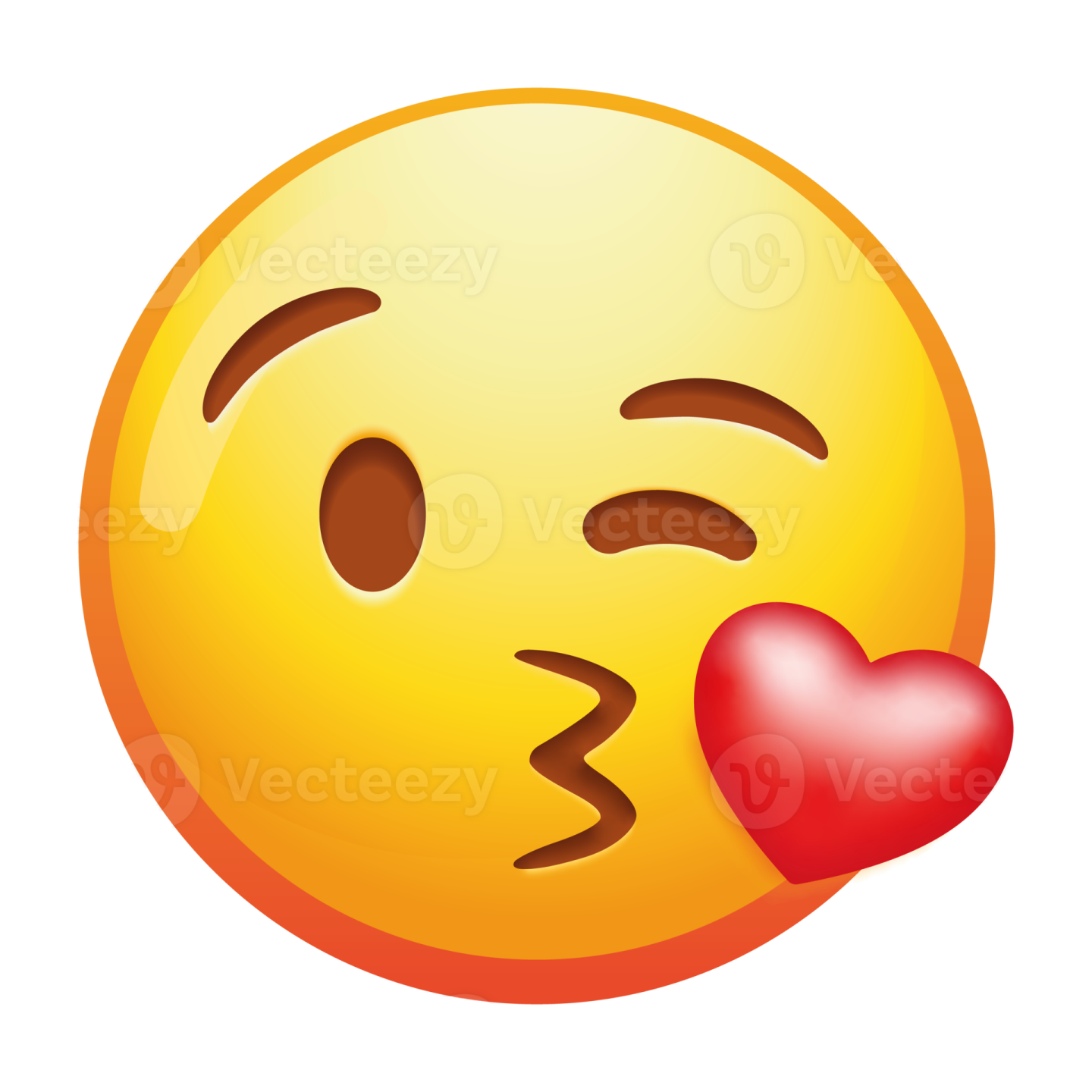 a smiley face with a heart in its mouth