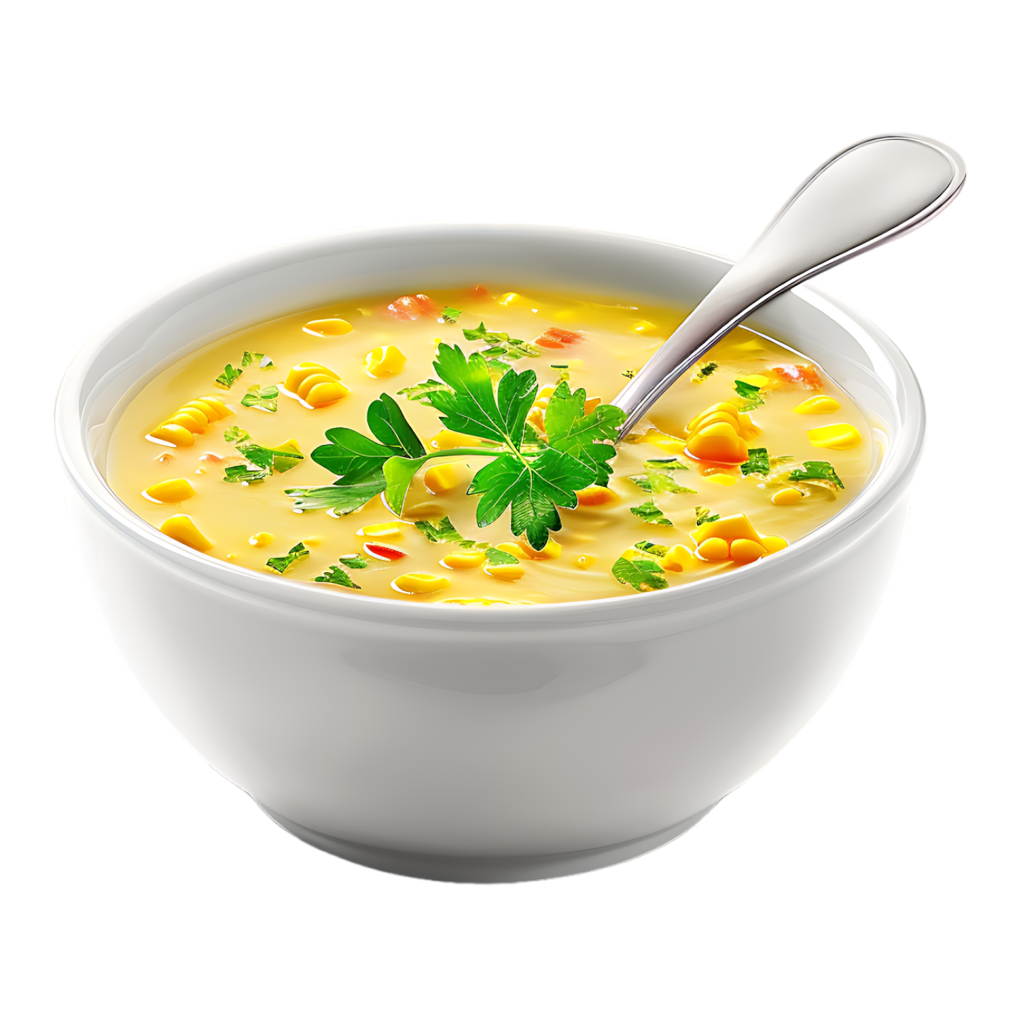 a bowl of soup with a spoon in it