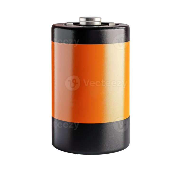 an orange and black battery