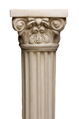 a white column with a face on it