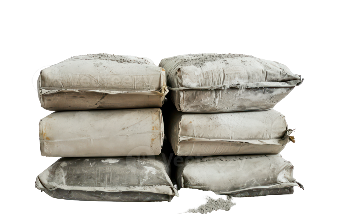 a pile of cement on a white background
