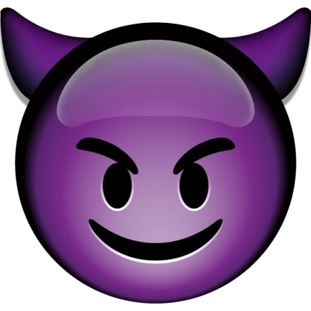 an image of a purple devil with horns