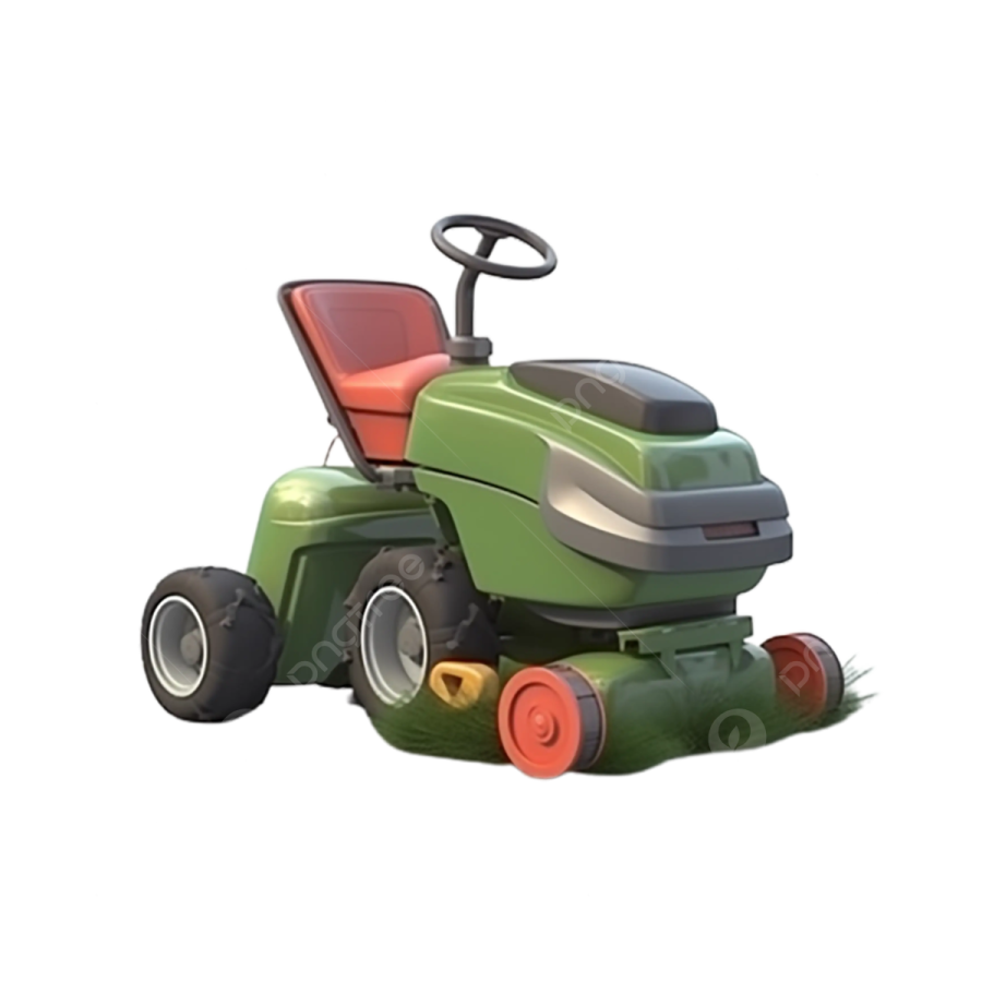 a green lawn mower on a white background