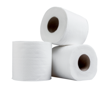 three rolls of toilet paper on a white background