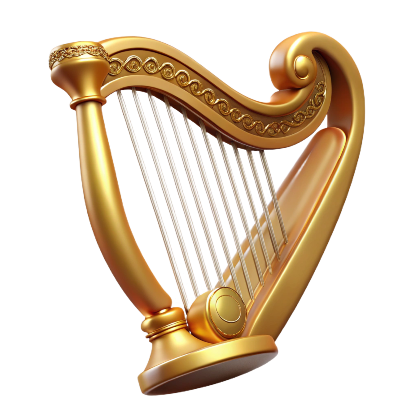 a golden harp on a white background