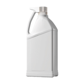 a white plastic bottle with a silver cap