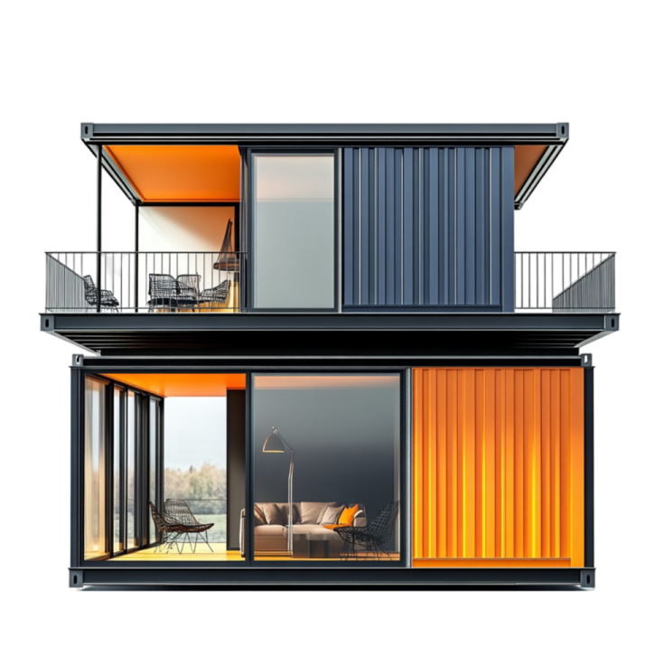 the container house is designed to look like a shipping container