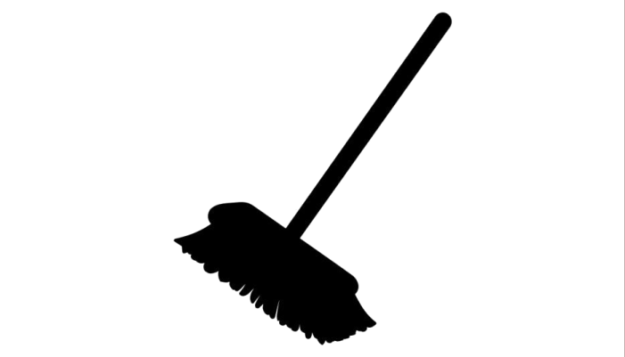 a black and white silhouette of a broom