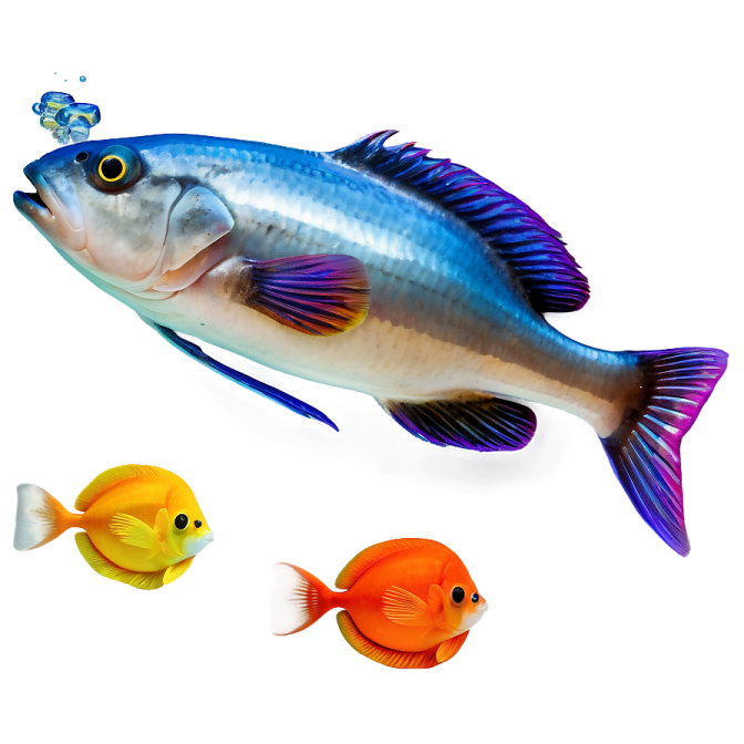 a group of different colored fish on a white background