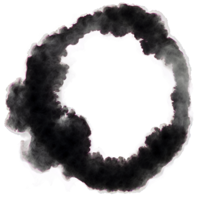 a circle of black smoke on a white background