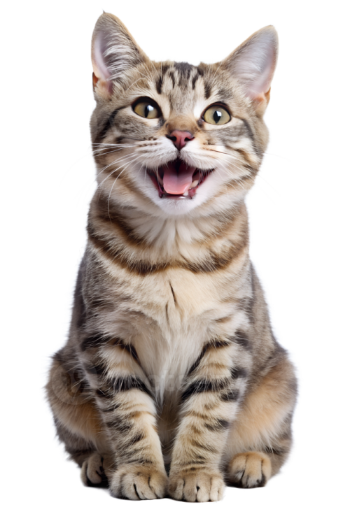 a kitten with its mouth open and tongue out