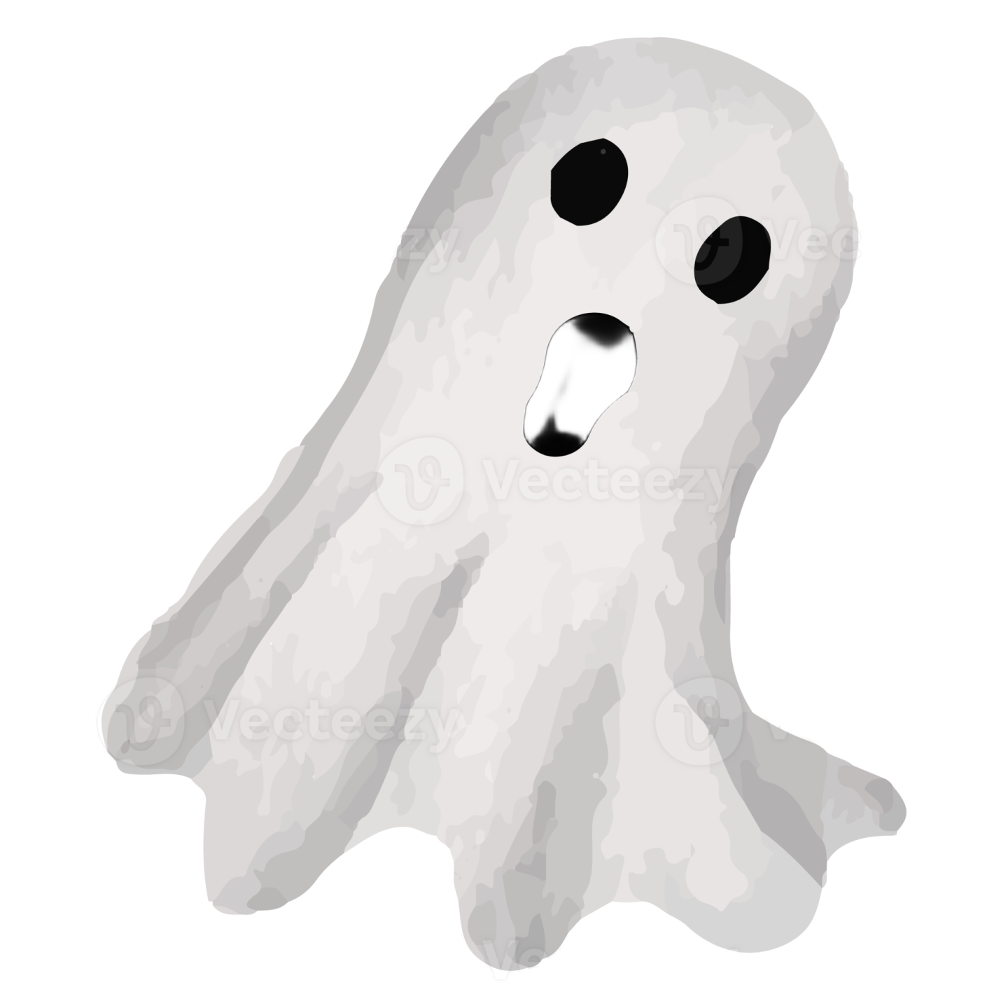a white ghost with black eyes and a black nose