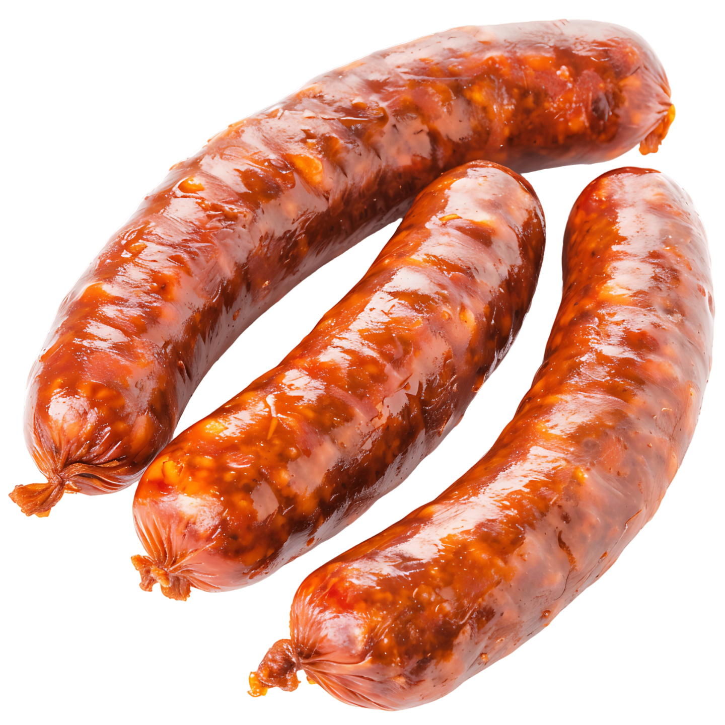 two sausages on a white background