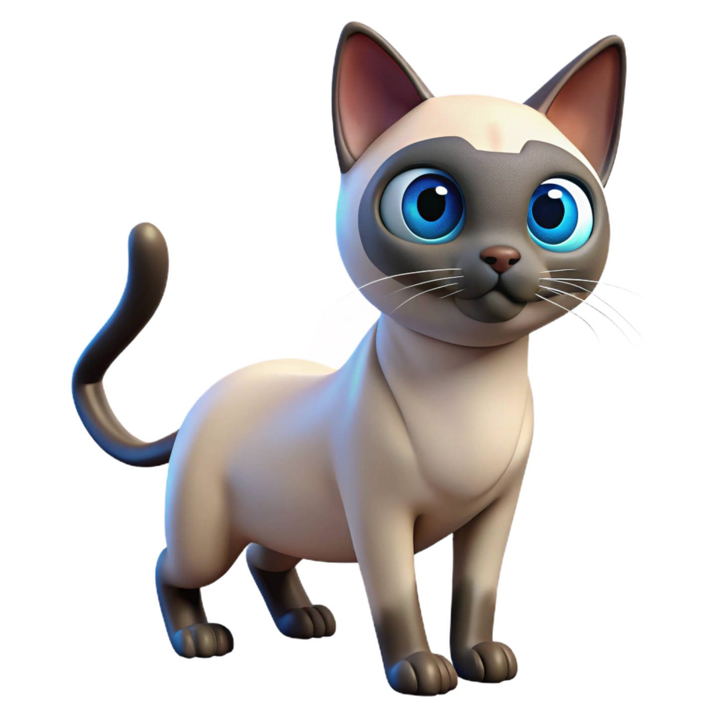 a cartoon cat with big blue eyes