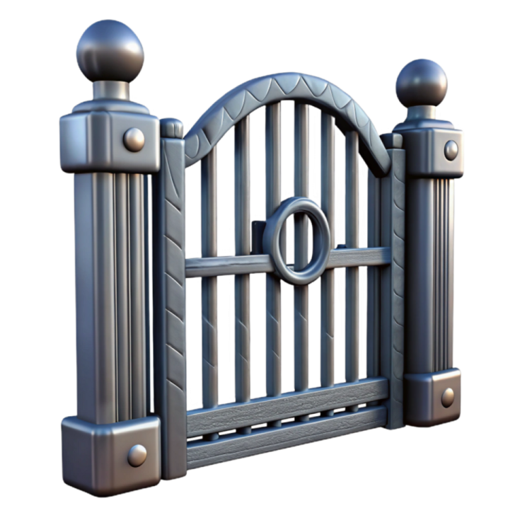 a metal gate on a white background