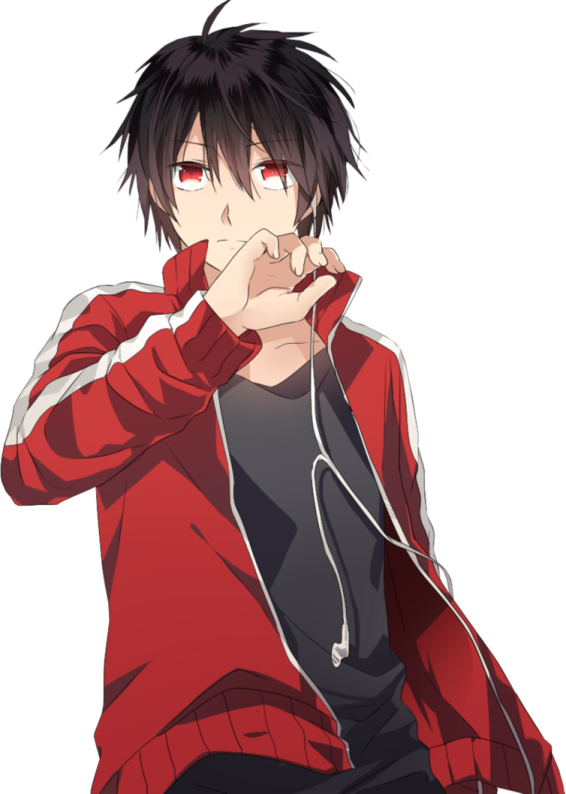 a man in a red jacket and black pants with his hand on his face