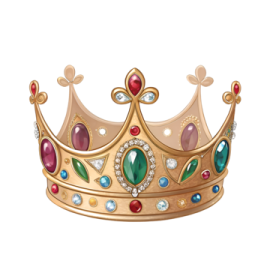 a gold crown with colorful gems on it