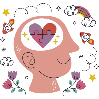a person's head with a puzzle in the middle