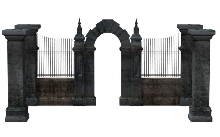 a pair of gates on a white background