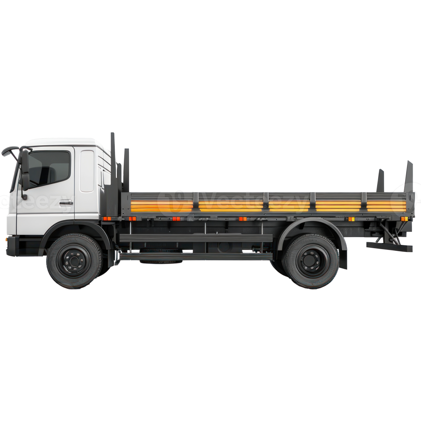 the side view of a white truck