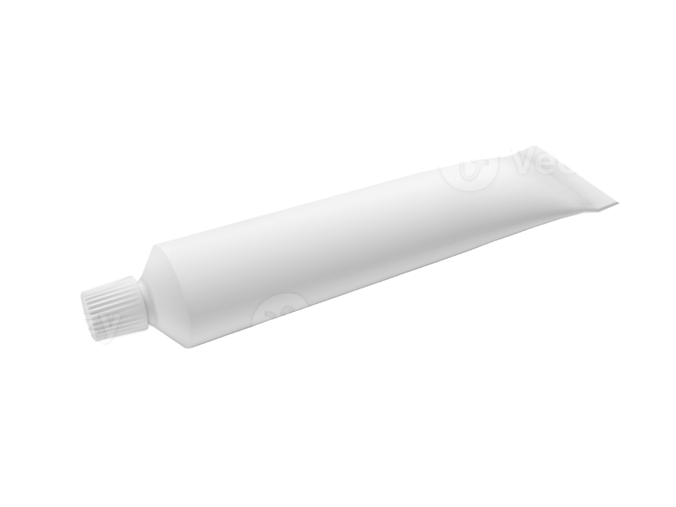 a tube of white paint on a white background