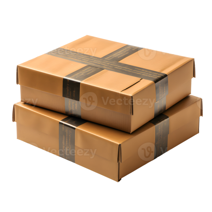 two cardboard boxes with a ribbon on top