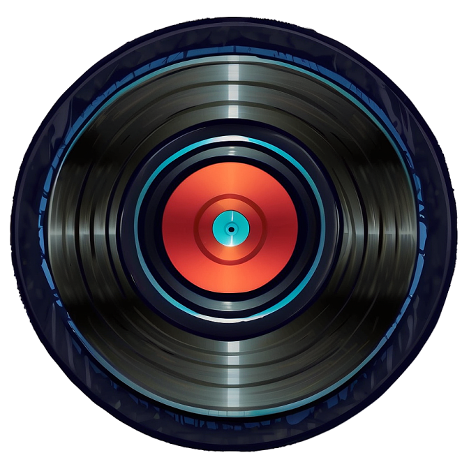 a vinyl record with an orange disc in the center