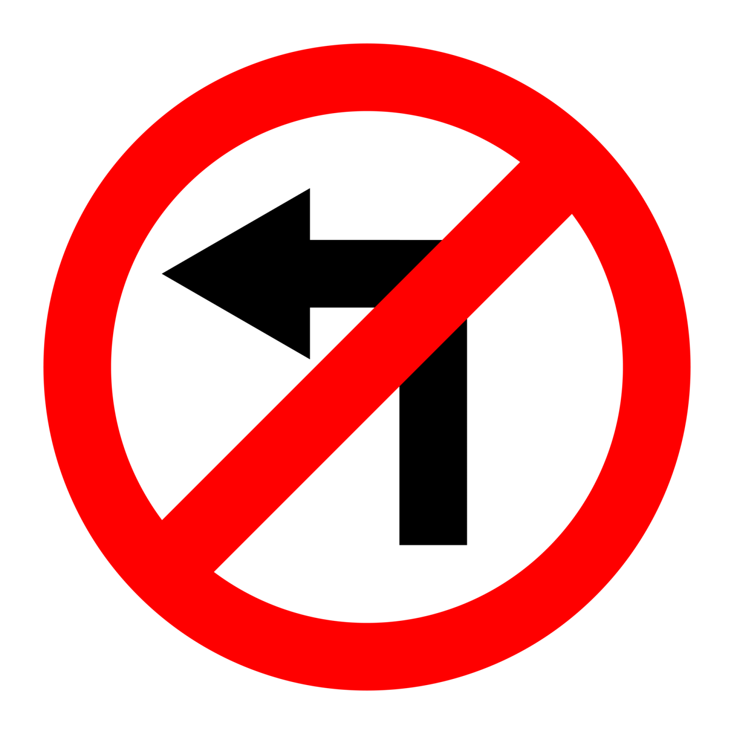 a no left turn sign on a white background