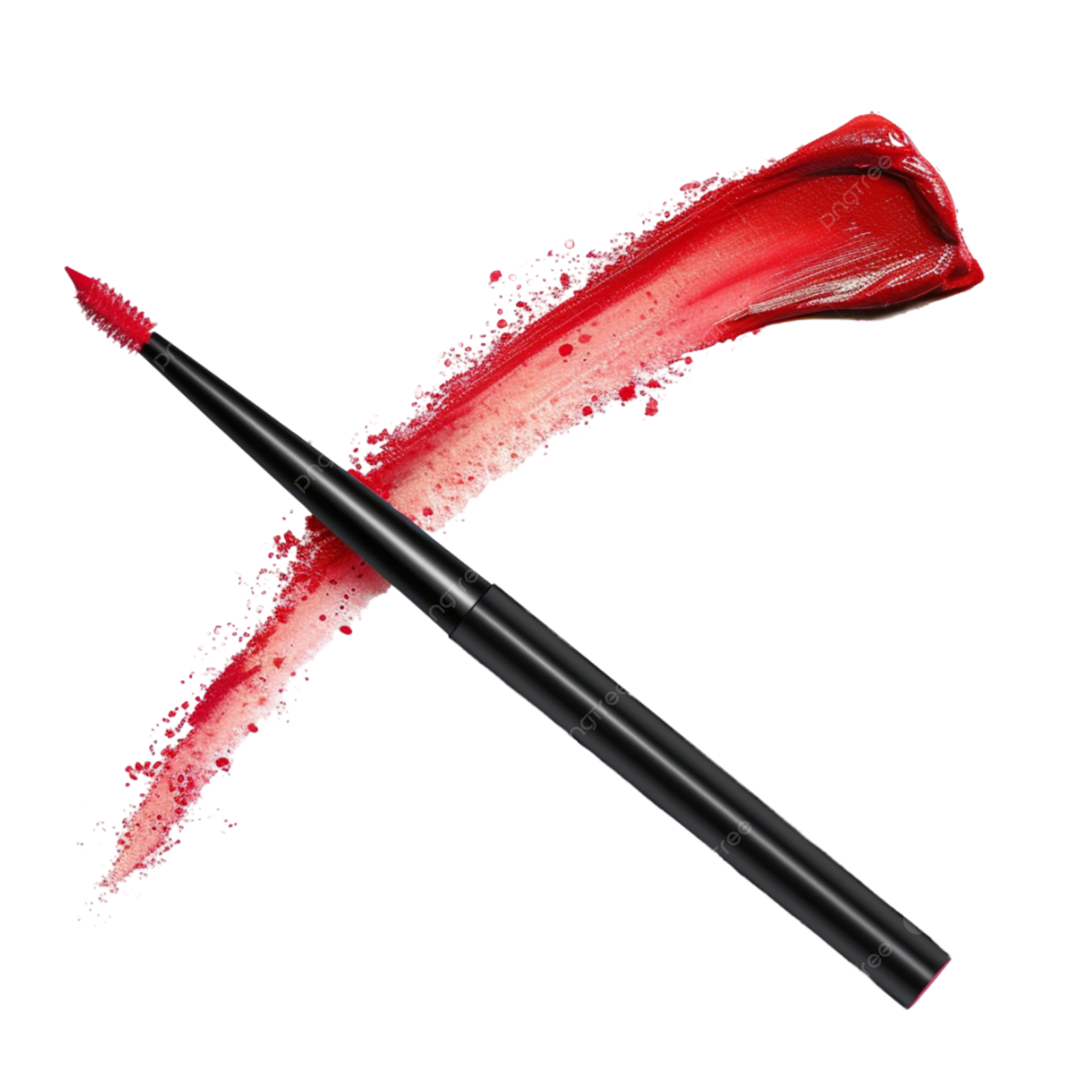 a mascara brush with red paint on it