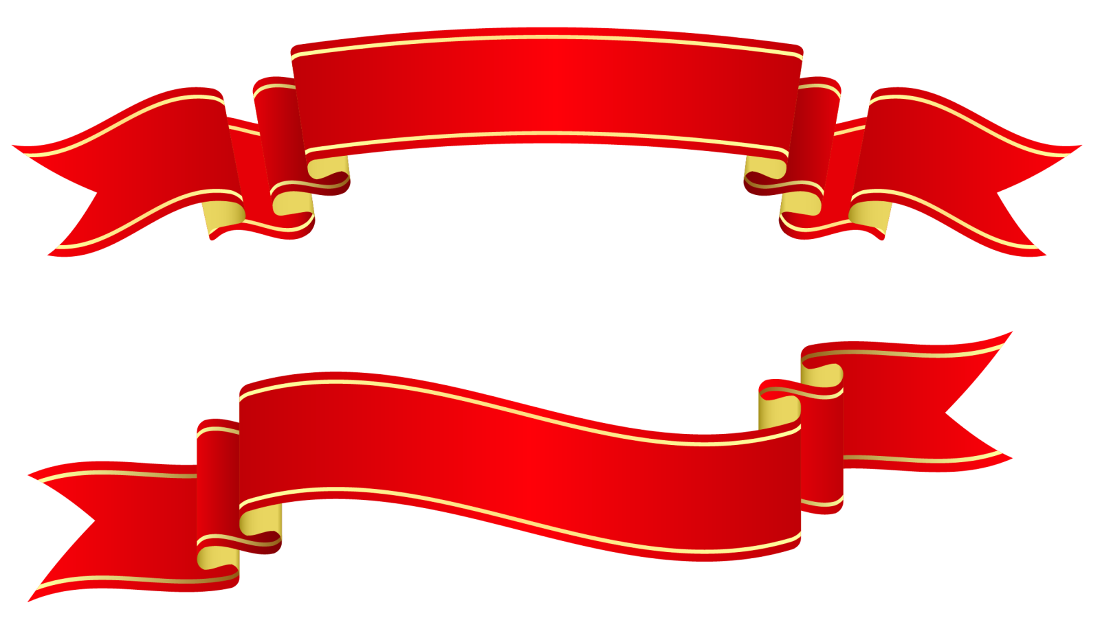 a set of red ribbon banners