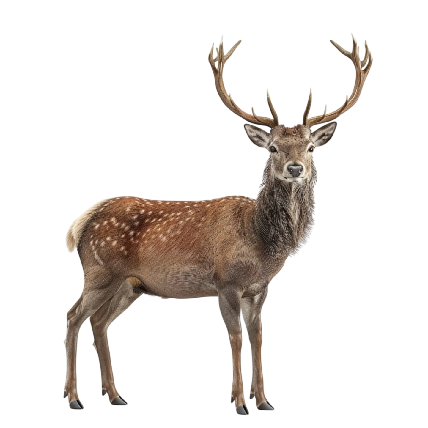 a deer standing in front of a white background