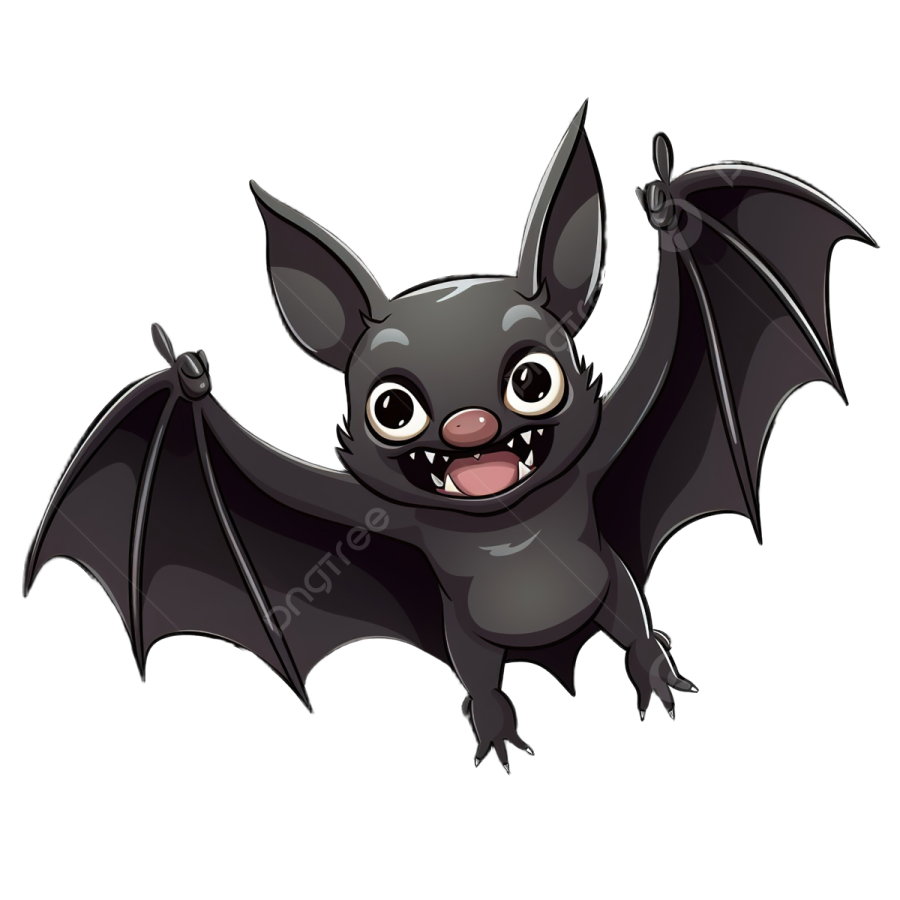 a cartoon bat flying in the air