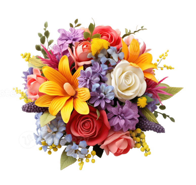 a bouquet of flowers on a white background