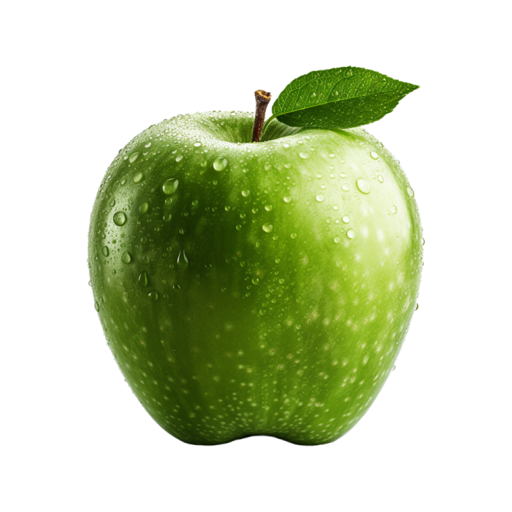 green apple with water drops