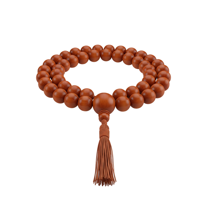 a bracelet with brown beads and a ta