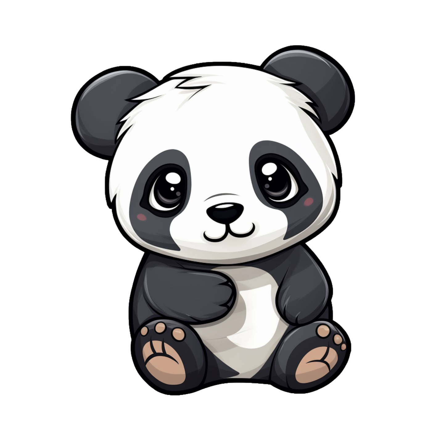 a cute panda bear sitting on the ground