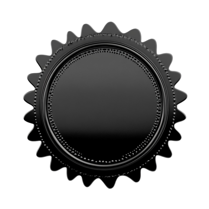 a black bottle cap on a white background