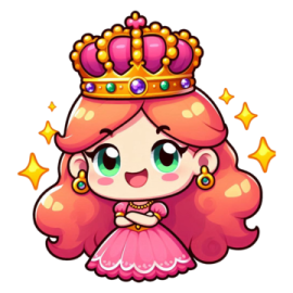 a little princess with pink hair and a crown on her head