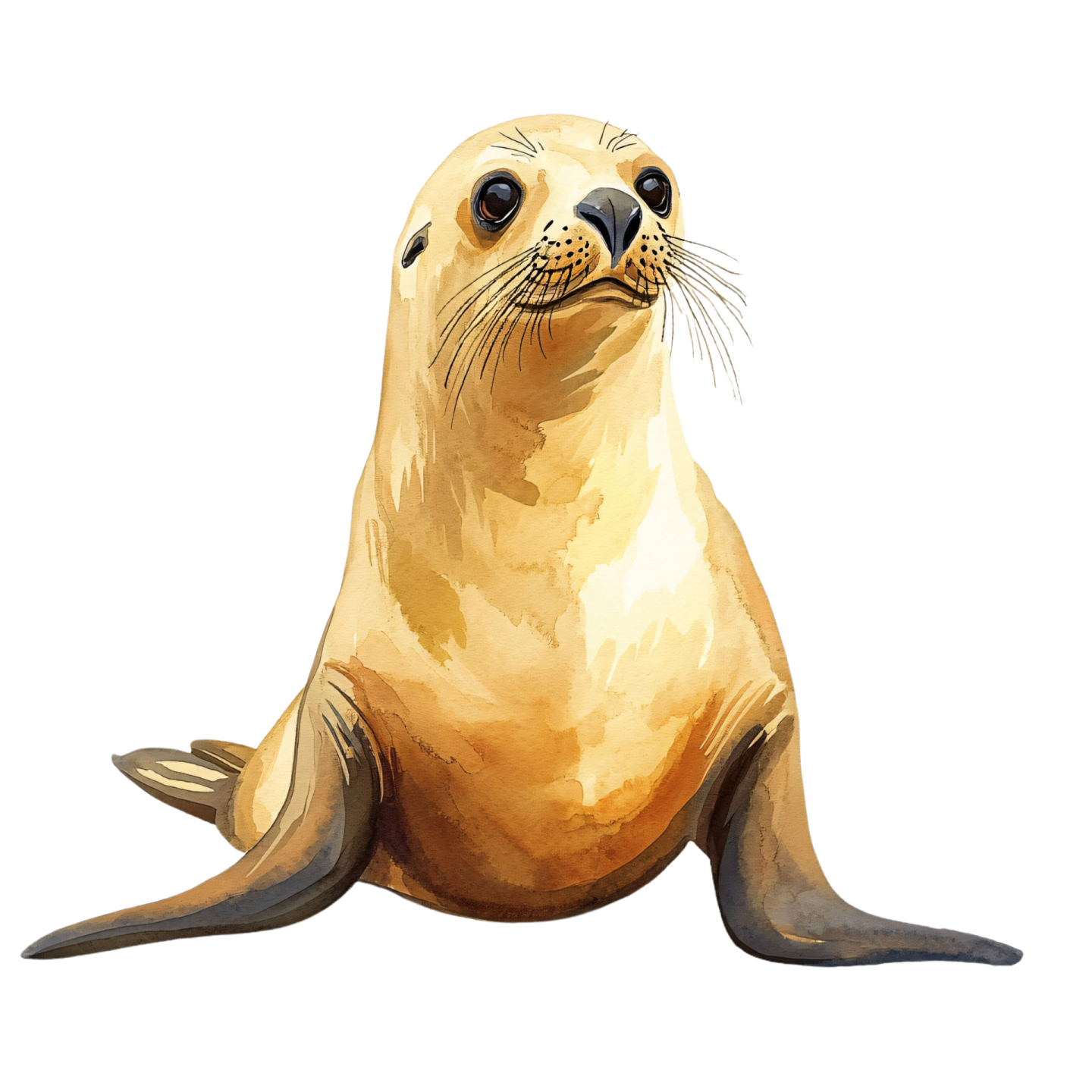 a watercolor painting of a sea lion