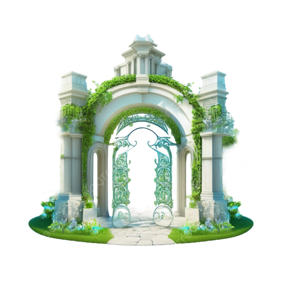 a gate with vines and flowers on it
