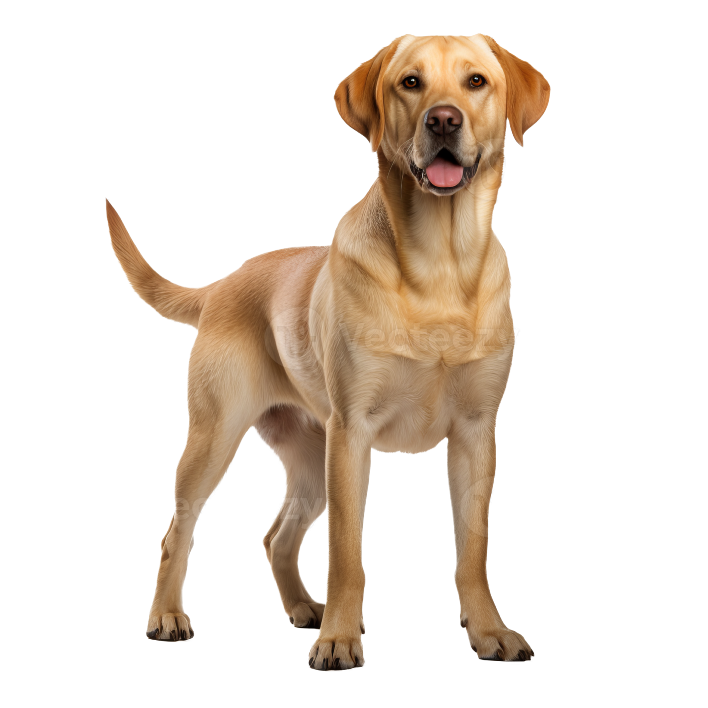 a yellow labrador dog standing on a white background