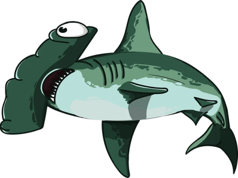 a cartoon shark with its mouth open